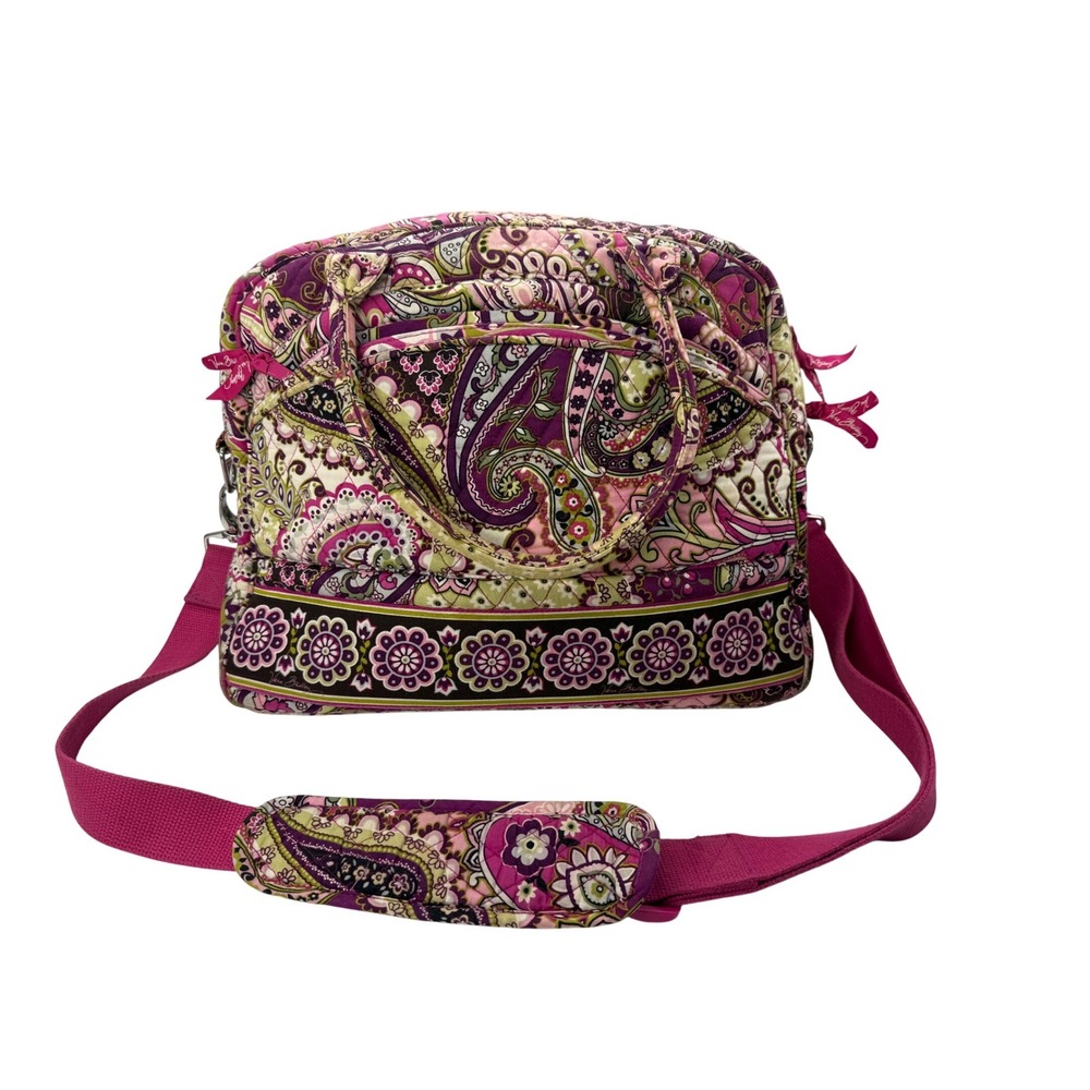 Vera Bradley Large Weekender Travel Bag Tote Duffel Pink Berry Paisley Retired
